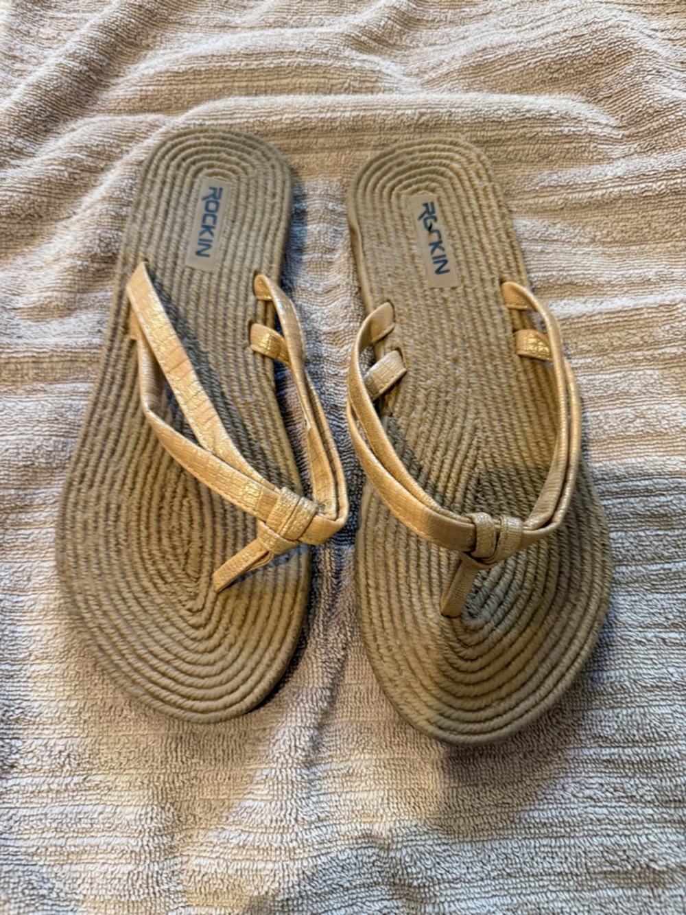 Rockin Metallic Gold Women's Braided Thong Sandals